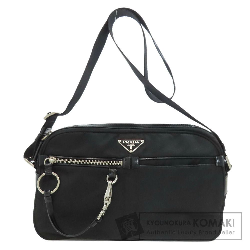 Prada Tessuto camera bag leather trim Black